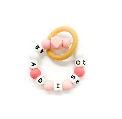coral baby teether ring