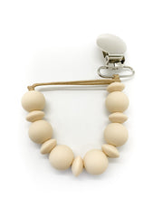 beige baby pacifier clip