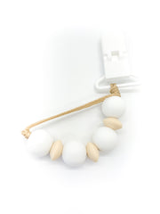 beige baby pacifier mini clip