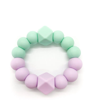 mint purple baby teether toy